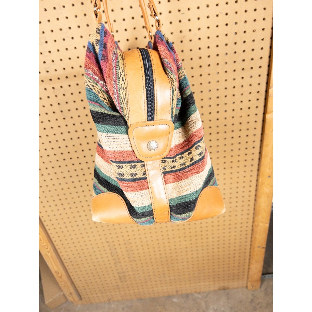 Vintage LL Bean 70s Woven Tapestry Luggage Set Striped Garment Bag, Carry-On - Picture 4 of 16
